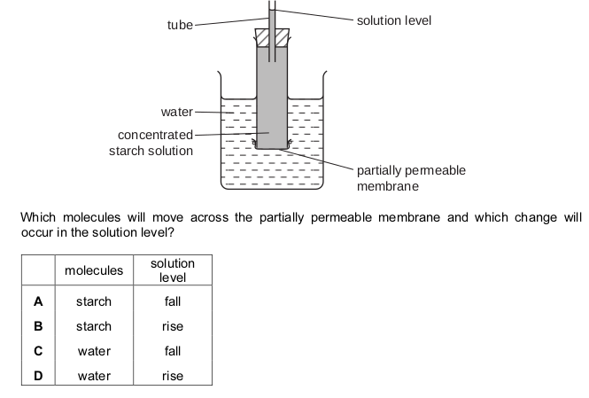 <p>The diagram represents apparatus used to investigate osmosis.</p>