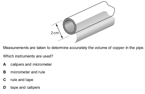 <p>A length of copper pipe, of uniform cross-section and several meters long, carries water to a tap.</p>