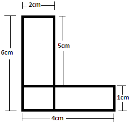 <p>&nbsp;Where will be the center of gravity of the L-section shown in the figure?</p>