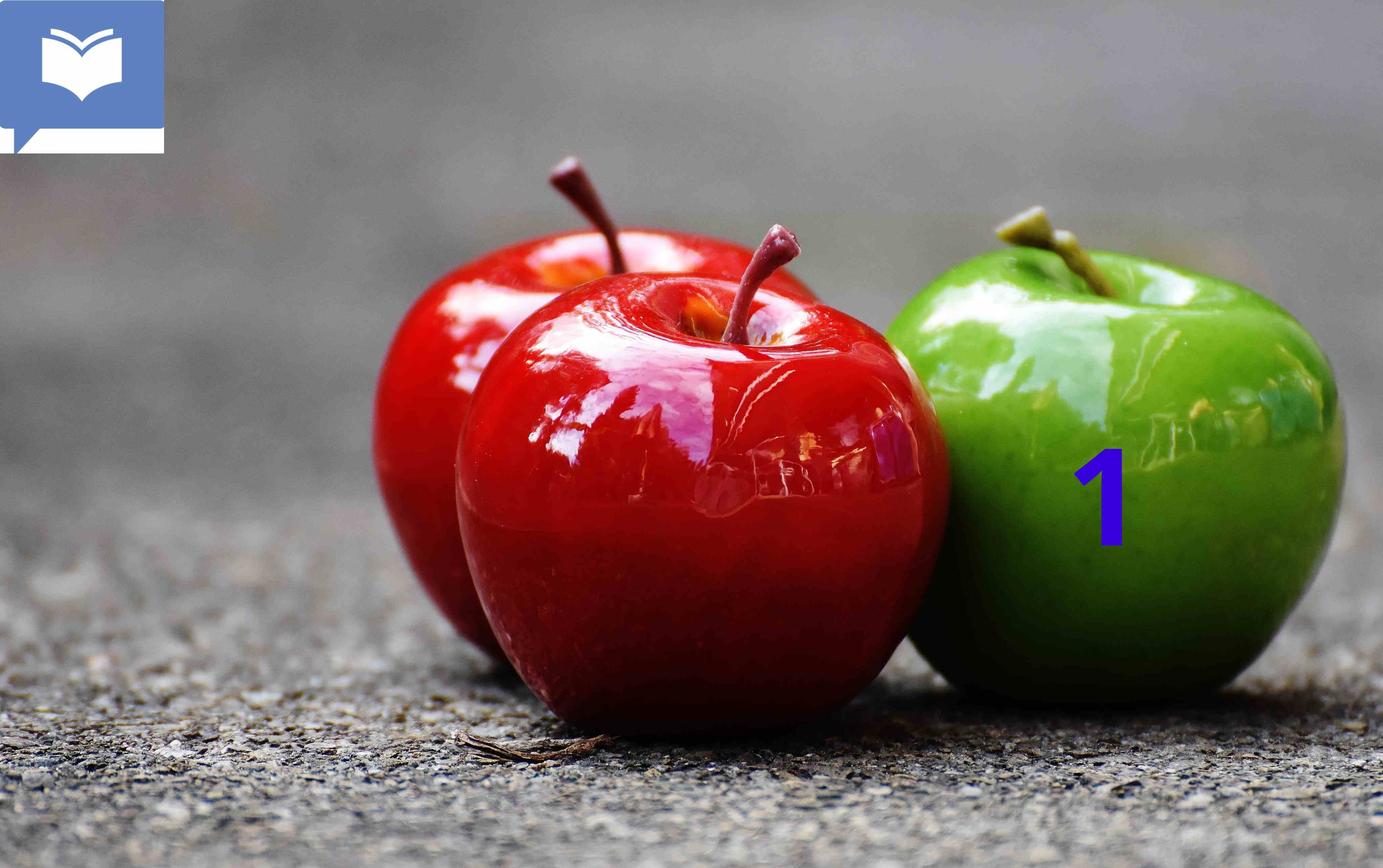 <p>which color is is the apple labelled 1?</p>