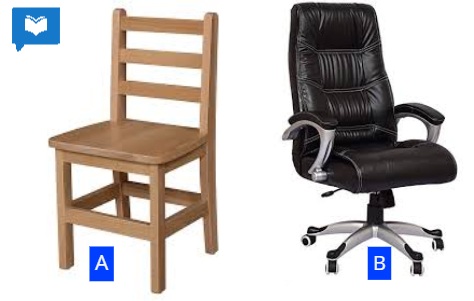 <p>Which of the chairs is made of wood?</p>